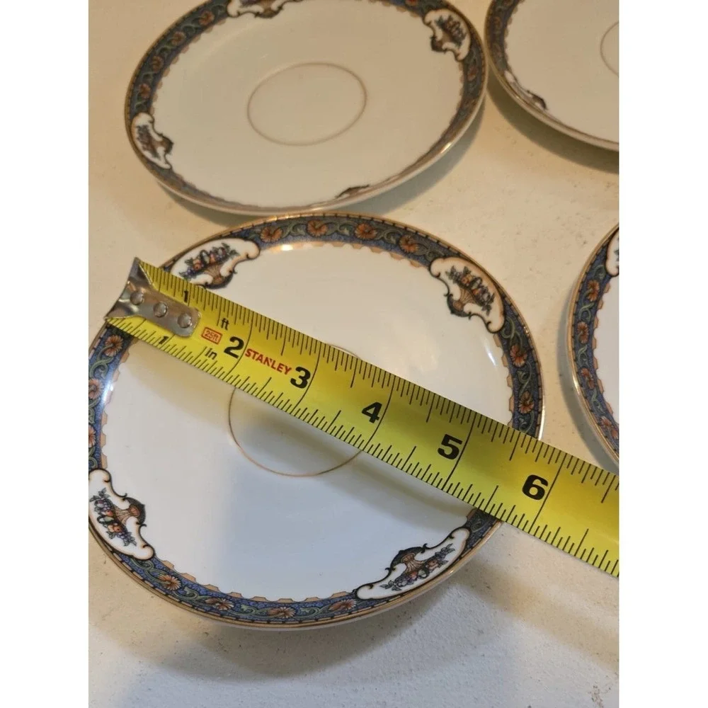 4 Replacement Rosenthal Bavaria Tea Plates Blue Floral & Fruit Basket 5‎ 3/4